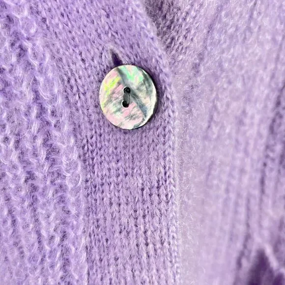 Naadam Mohair‎ Wool Blend Cardigan Sweater Size M Purple - Picture 5 of 10